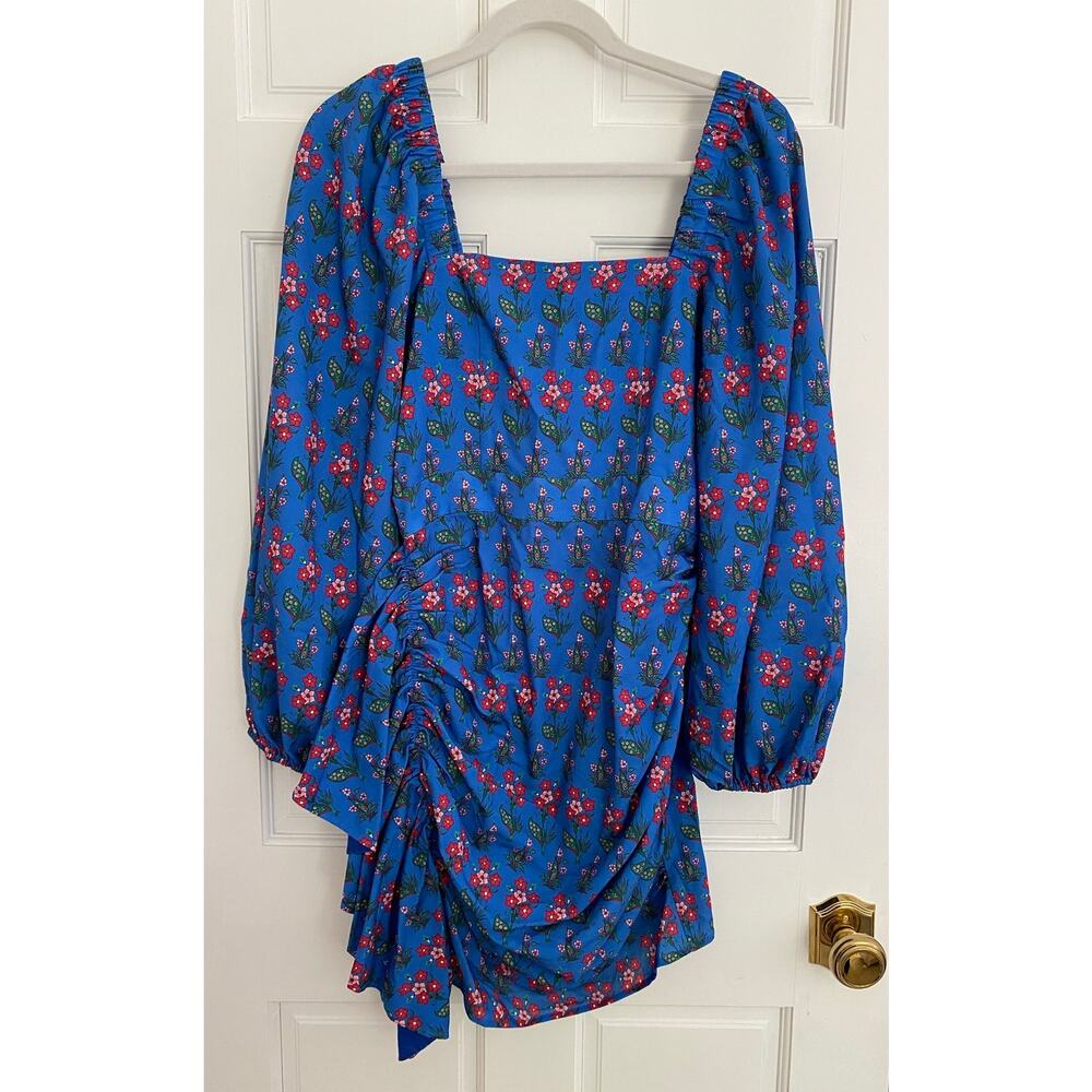 RHODE Tuckernuck Mina Draped Ruched Floral-Print Recycled Crepe Mini Dress S - Picture 7 of 13